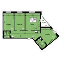91,9 м², 3-комн. квартира, 2/23 этаж