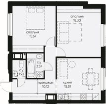 Продажа 2-комнатной квартиры 65,1 м², 4/10 этаж