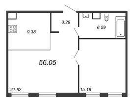 Продажа 1-комнатной квартиры 56,5 м², 4/7 этаж