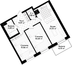 Продажа 2-комнатной квартиры 68,4 м², 6/7 этаж