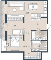 80,4 м², 2-комн. квартира, 4/23 этаж