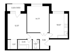 Продажа 2-комнатной квартиры 51,8 м², 24/25 этаж