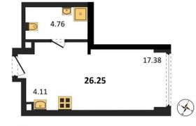 Продажа квартиры-студии 26,2 м², 4/43 этаж