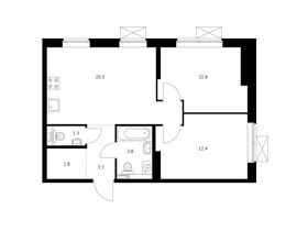 Продажа 2-комнатной квартиры 55,7 м², 24/33 этаж