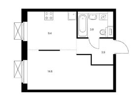 Продажа 1-комнатной квартиры 31,9 м², 2/21 этаж