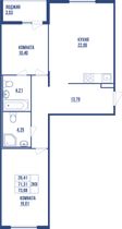 Продажа 2-комнатной квартиры 73,1 м², 2/14 этаж