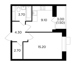 Продажа 1-комнатной квартиры 36,5 м², 6/15 этаж