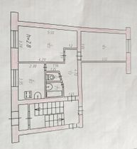 52 м², 2-комн. квартира, 1/2 этаж