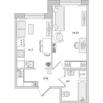Продажа 1-комнатной квартиры 36,6 м², 1/16 этаж