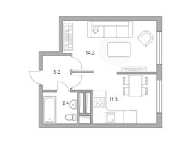 Продажа квартиры-студии 33,8 м², 10/23 этаж