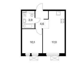 Продажа 1-комнатной квартиры 35,6 м², 2/17 этаж