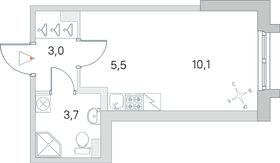 Продажа квартиры-студии 22,3 м², 1/5 этаж