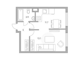 Продажа 1-комнатной квартиры 33,7 м², 21/23 этаж