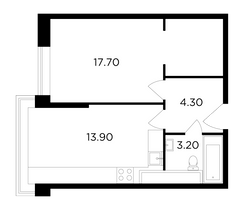 Продажа 1-комнатной квартиры 39,1 м², 23/25 этаж