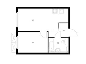 Продажа 1-комнатной квартиры 32,5 м², 10/33 этаж