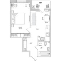 Продажа 1-комнатной квартиры 43,5 м², 2/14 этаж