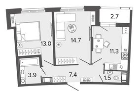 Продажа 2-комнатной квартиры 51,8 м², 20/20 этаж