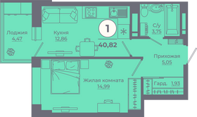 40,7 м², 1-комн. квартира, 25/25 этаж