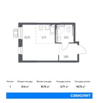 Продажа квартиры-студии 21,4 м², 10/17 этаж