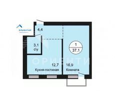 37,1 м², 1-комн. квартира, 4/4 этаж