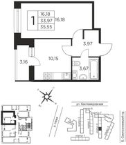 Продажа 1-комнатной квартиры 34 м², 2/12 этаж