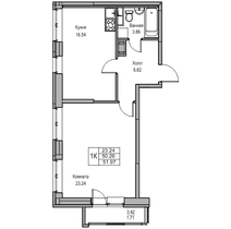 50,3 м², 1-комн. квартира, 4/23 этаж