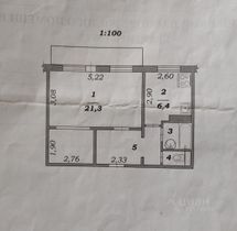 38,1 м², 1-комн. квартира, 3/3 этаж