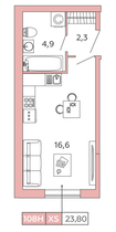 23,8 м², студия, 3/12 этаж