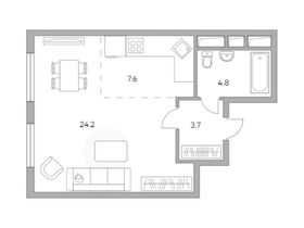 Продажа квартиры-студии 40,3 м², 9/23 этаж