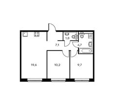Продажа 2-комнатной квартиры 52,2 м², 1/16 этаж