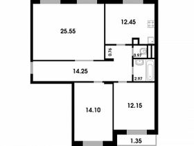 Продажа 3-комнатной квартиры 84,4 м², 1/4 этаж