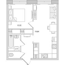 Продажа 1-комнатной квартиры 41,6 м², 2/4 этаж