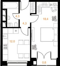 Продажа 1-комнатной квартиры 39 м², 3/20 этаж
