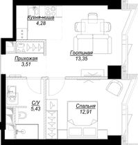 Продажа 2-комнатной квартиры 39,5 м², 21/57 этаж