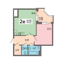 47,4 м², 2-комн. квартира, 5/18 этаж