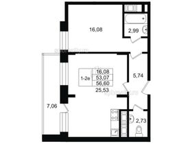 Продажа 1-комнатной квартиры 52,3 м², 5/18 этаж