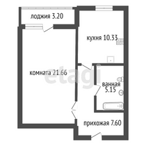 Продажа 1-комнатной квартиры 46,3 м², 4/6 этаж