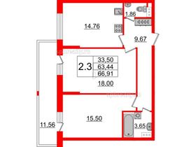 Продажа 2-комнатной квартиры 63,7 м², 5/9 этаж