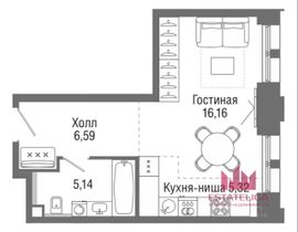 33,5 м², 1-комн. квартира, 20/36 этаж
