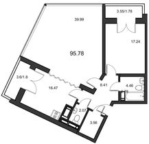 Продажа 1-комнатной квартиры 96,4 м², 24/24 этаж