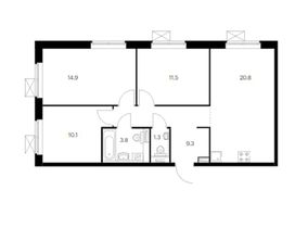 Продажа 3-комнатной квартиры 71,7 м², 4/25 этаж