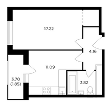 Продажа 1-комнатной квартиры 38,1 м², 25/25 этаж