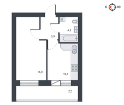 40,4 м², 1-комн. квартира, 8/9 этаж