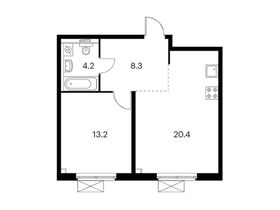 Продажа 1-комнатной квартиры 46,1 м², 15/33 этаж