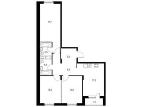 Продажа 3-комнатной квартиры 85,9 м², 4/17 этаж