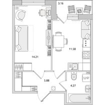Продажа 1-комнатной квартиры 39,1 м², 1/16 этаж