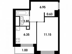 30,7 м², 1-комн. квартира, 2/4 этаж