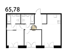 65,8 м², 3-комн. квартира, 2/9 этаж