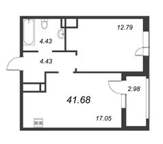 Продажа 1-комнатной квартиры 41,7 м², 7/8 этаж