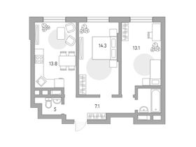 Продажа 2-комнатной квартиры 53,3 м², 12/18 этаж